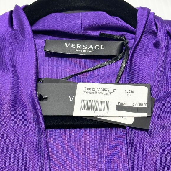 NWT Versace Runway 2023 Cowl Neck Draped Satin Maxi Dress Gown IT 38/US 2 - Picture 7 of 16